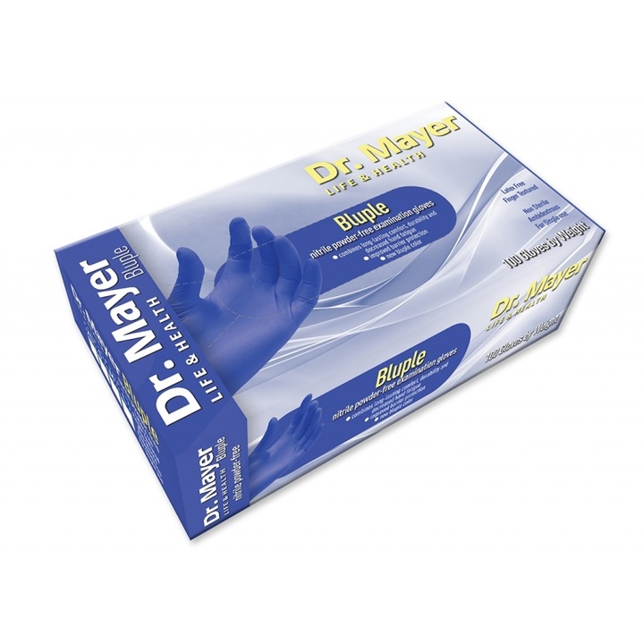 Púdermentes kesztyű DR. MAYER Blue "L" nitrilből (100 db)
