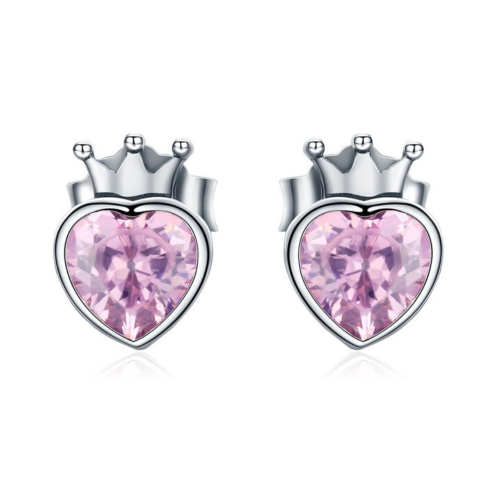 Cercei din argint Heart of Crown