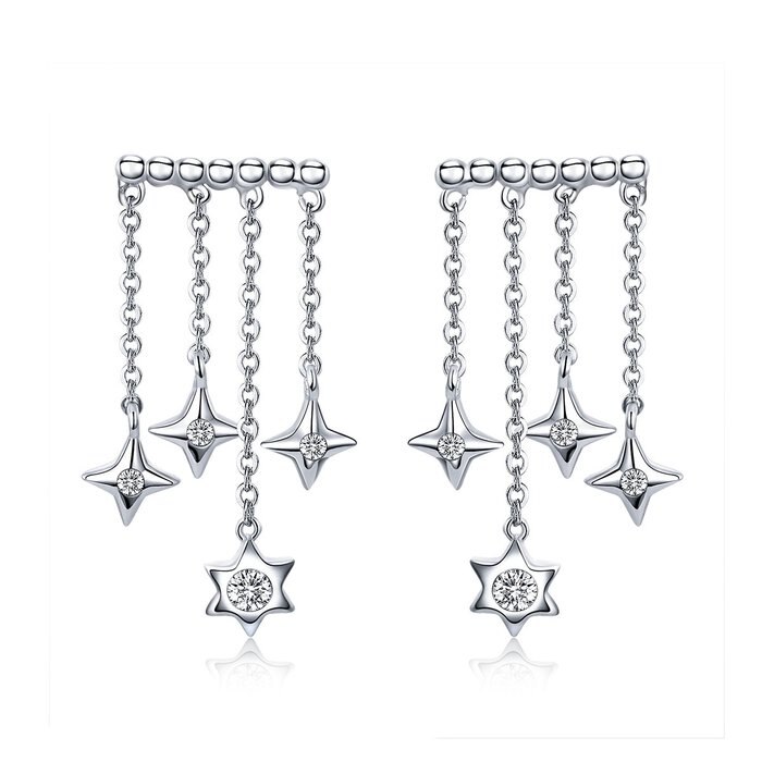 Cercei din argint Dropping Stars