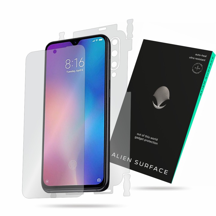 Alien Surface, Xiaomi Mi 9, képernyővédő fólia, hátsó, oldal