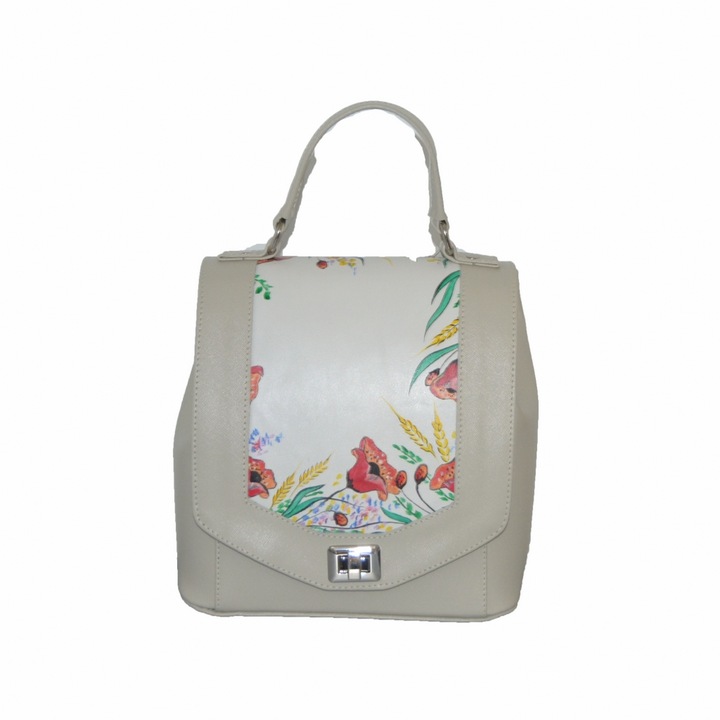 Zea női táska, bőr, világos bézs színű