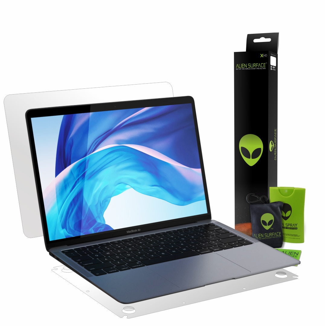 Folie Alien Surface XHD, Apple MacBook Air 13 inch (2018), protectie exterior + Alien Fiber cadou