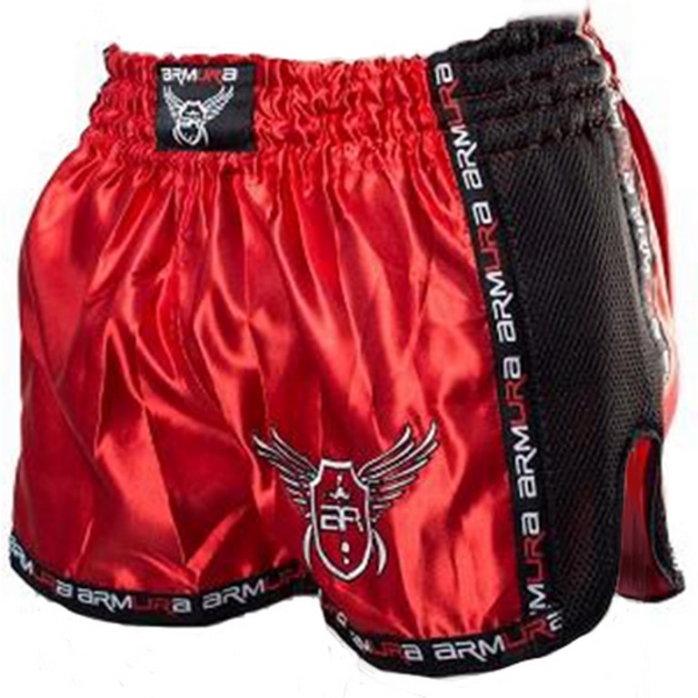 Short ARMURA Muay, Rosu/Negru