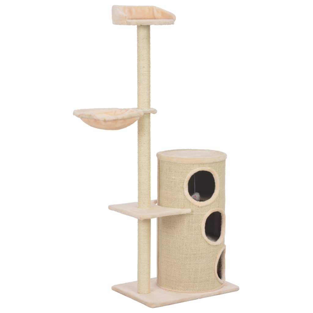Ansamblu pisici cu stalpi vidaXL, Pal si Plus, 148 cm, Bej