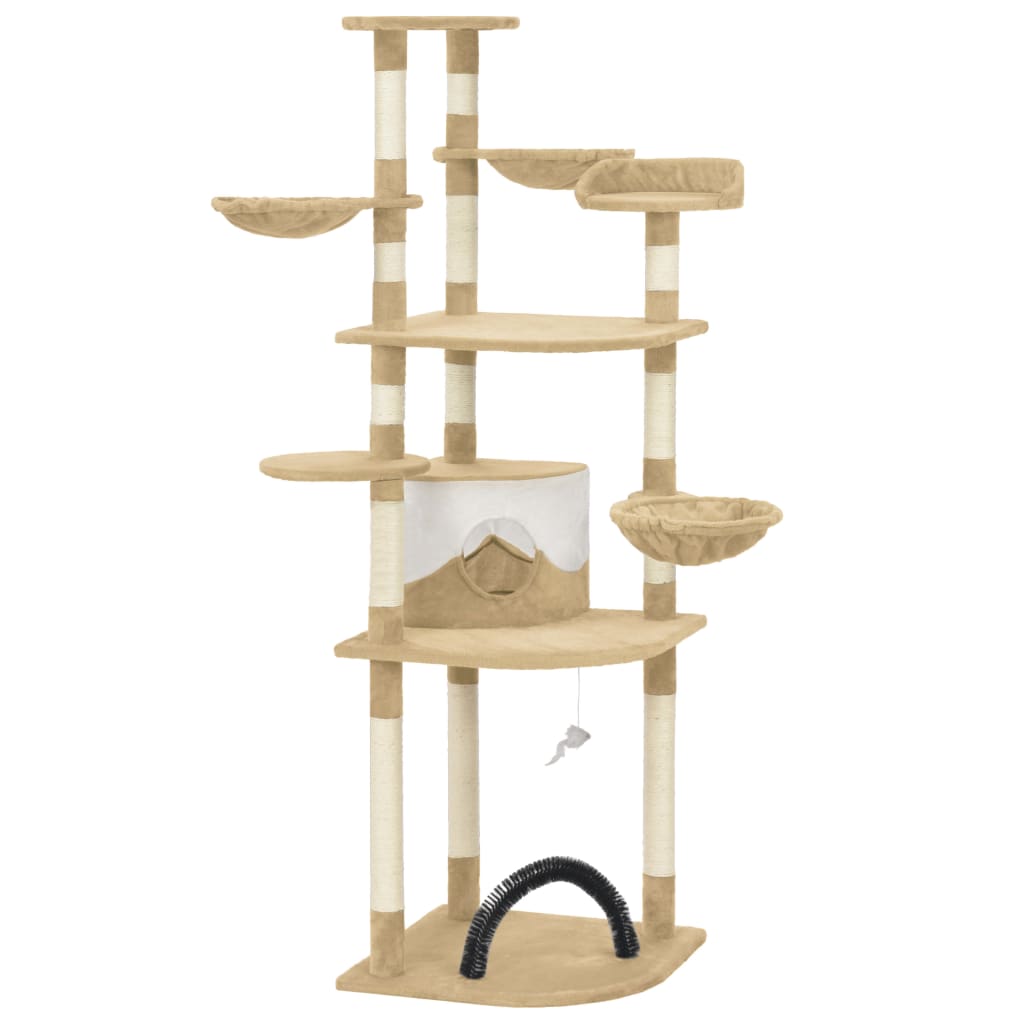Ansamblu de joaca pentru pisici, vidaXL, Plus, 60 x 60 x 190 cm, Bej