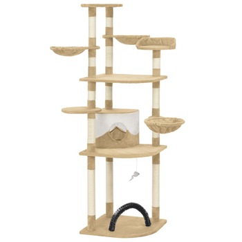 Ansamblu de joaca pentru pisici, vidaXL, Plus, 60 x 60 x 190 cm, Bej Ansamblu de joaca pentru pisici, vidaXL, Plus, 60 x 60 x 190 cm, Bej