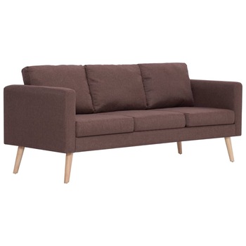 Canapea cu 3 locuri, vidaXL, cadru lemn si tapiterie textila, Maro, 168 x 70 x 73 cm Canapea cu 3 locuri, vidaXL, cadru lemn si tapiterie textila, Maro, 168 x 70 x 73 cm