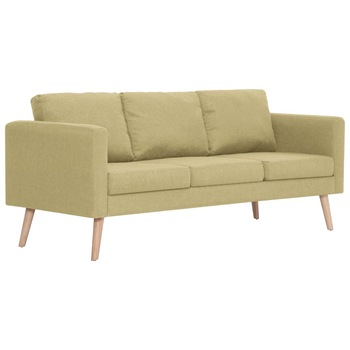 Canapea cu 3 locuri, vidaXL, cadru lemn si tapiterie textila, Verde deschis, 168 x 70 x 73 cm Canapea cu 3 locuri, vidaXL, cadru lemn si tapiterie textila, Verde deschis, 168 x 70 x 73 cm