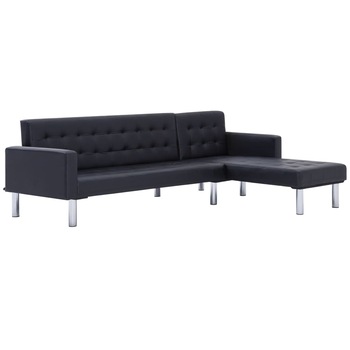 Canapea tip coltar, forma L, vidaXL, Tapiterie poliester, Negru, 218 x 155 x 69 cm Canapea tip coltar, forma L, vidaXL, Tapiterie poliester, Negru, 218 x 155 x 69 cm