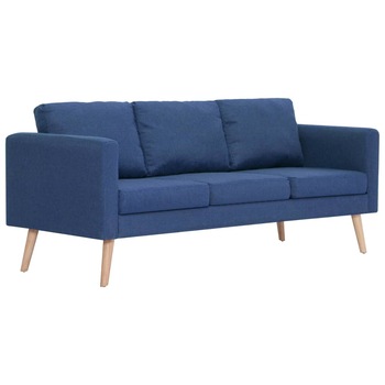 Canapea cu 3 locuri, vidaXL, cadru lemn si tapiterie textila, Albastru, 168 x 70 x 73 cm