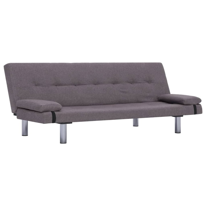Разтегателен диван с две възглавници vidaXL, 168х77х61,5 см, таупе, полиестер
