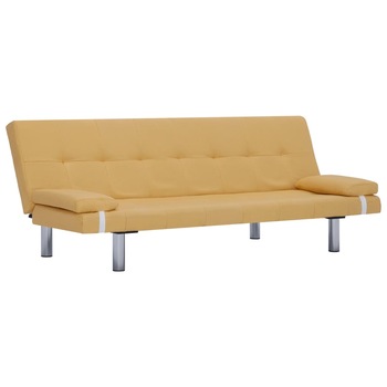 Canapea extensibila, vidaXL, tapiterie textila, Galben, 168 x 77 x (61,5 / 64 / 66) cm Canapea extensibila, vidaXL, tapiterie textila, Galben, 168 x 77 x (61,5 / 64 / 66) cm