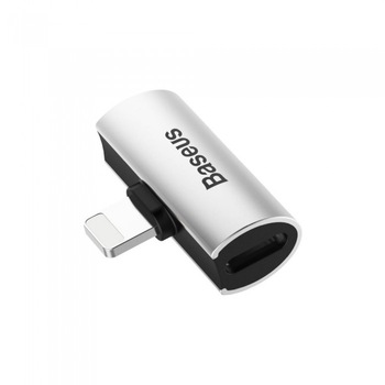 Adaptor Baseus, Audio Converter L46, Lightning to 2 x Lightning, Argintiu Adaptor Baseus, Audio Converter L46, Lightning to 2 x Lightning, Argintiu
