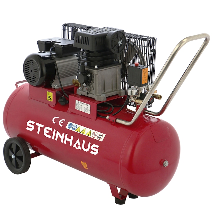 Compresor aer Steinhaus PRO-COM100, 100l, 2200 W, 3 CP, 8bari, 290 L/min