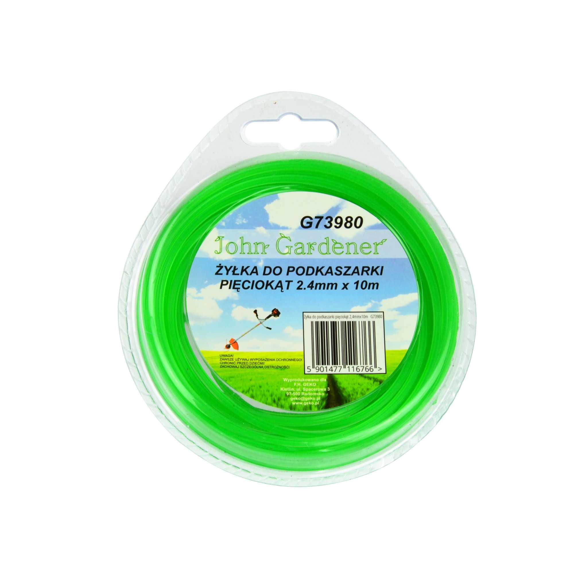 Coarda taiere pentru masini de tuns iarba, pentagonala, 2.4mmx10m, GEKO G73980