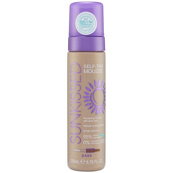 SUNKISSED professzionális önbarnító hab, sötét, 95% természetes összetevők, 200 ml