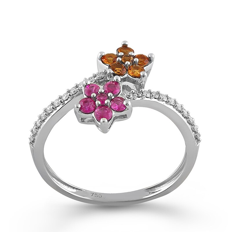 Inel Deruvo Aur 18k Diamante, Rubine, Citrine, 54 RCRF00025-RUCTDW
