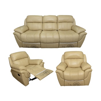 Set Canapea 3 loc 215 cm si 2 fotolii 105 cm/buc cu recliner, Piele naturala Aniline 686, MD 2458 Set Canapea 3 loc 215 cm si 2 fotolii 105 cm/buc cu recliner, Piele naturala Aniline 686, MD 2458