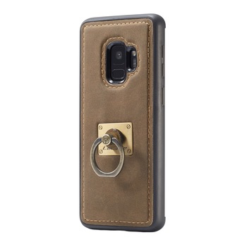 Husa slim piele, cu inel detasabil, back cover, Samsung S9 - CaseME, culoare Maro Husa slim piele, cu inel detasabil, back cover, Samsung S9 - CaseME, culoare Maro