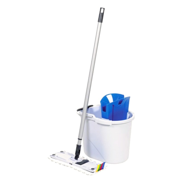 Galeata UltraSpeed Mini Starter Kit, Vileda Professional, cu storcator pentru mop plat 34 cm, culoare albastru