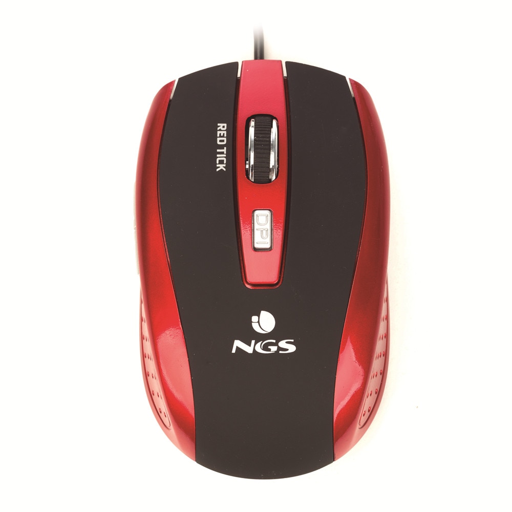 Mouse optic USB 800/1600dpi rosu/negru, NGS