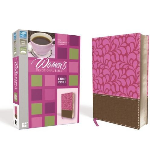 NIV, Women's Devotional Bible, Large Print, Imitation Leather, Brown/Pink, Zondervan (Author)