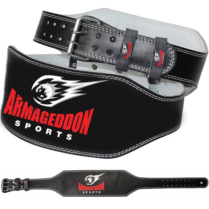 Armageddon Sports Edző Bőr Fitness öv 15 cm, Weightlifting Belt, XXXL