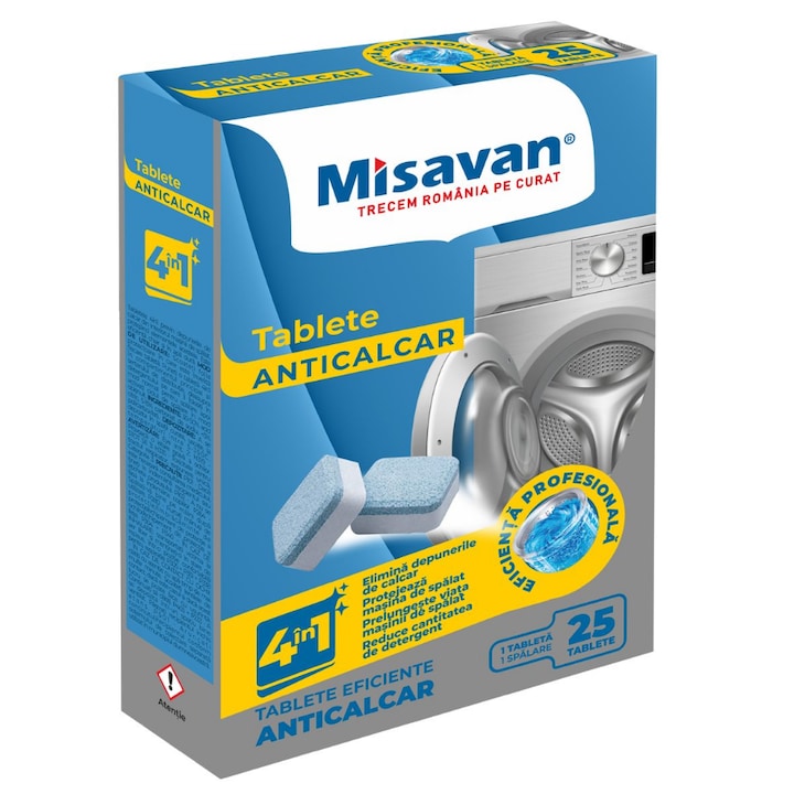 Tablete anticalcar pentru masina de spalat rufe Misavan 4in1 25 tablete