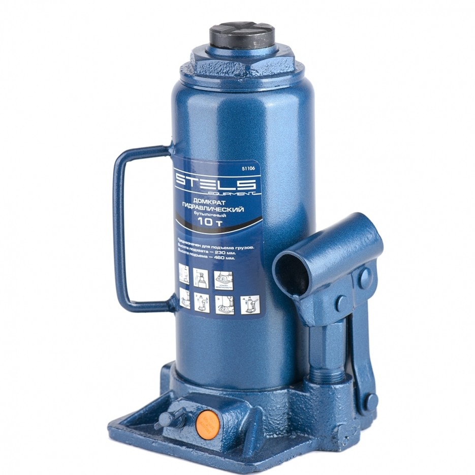 Cric hidraulic tip butelie, 10 t, H 230-460 mm, STELS