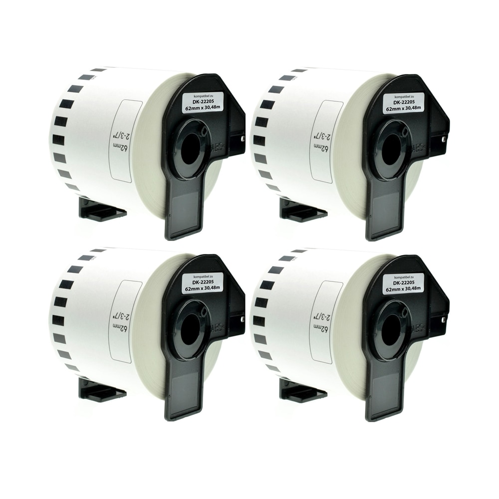 Set 4 Banda/Rola etichete Alb 62mmX30.48 Compatibile Pentru BROTHER DK22205 P-Touch QL1000 1050 1060,500,570,580,650,720