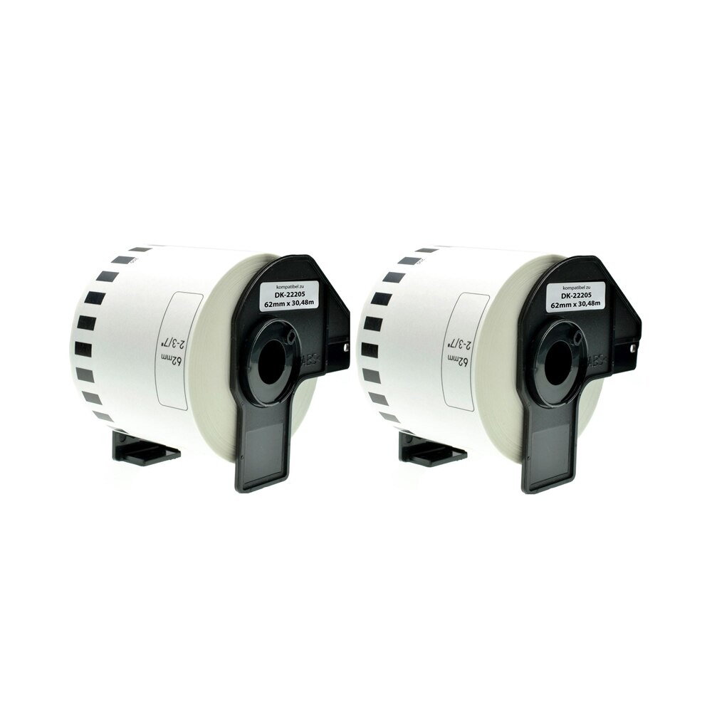 Set 2 Banda/Rola etichete Alb 62mmX30.48 Compatibile Pentru BROTHER DK22205 P-Touch QL1000 1050 1060,560,570,580,650,720