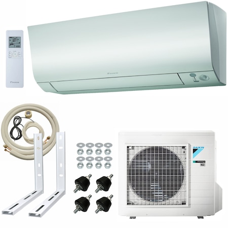 Pachet aer conditionat Daikin Perfera - 9000 Btu + kit complet de montaj( 3ml teava de cupru izolata 6 si 10, 3ml furtun condens, 10ml cablu electric 4x1,5, set console , banda matisat, suruburi prindere, amortizoare anti-vibratie)