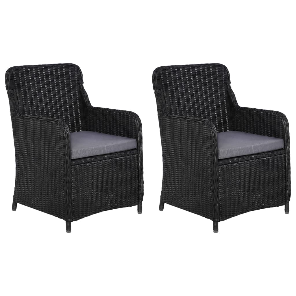 Set 2 scaune gradina/terasa/balcon, vidaXL, Ratan, 64 x 65 x 90 cm, Negru