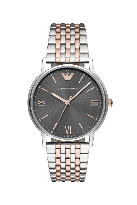 Emporio Armani, Ceas din otel inoxidabil, Argintiu/Auriu/Negru