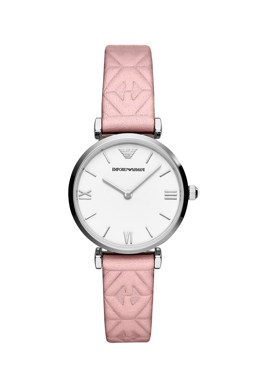 Emporio Armani, Ceas cu o curea de piele, Roz/Argintiu