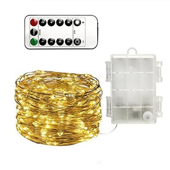 Ghirlanda Luminoasa Decorativa din Cupru 10m cu 100 LEDuri cu baterii si telecomanda Ghirlanda Luminoasa Decorativa din Cupru 10m cu 100 LEDuri cu baterii si telecomanda