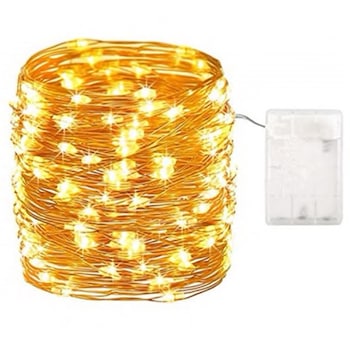 Ghirlanda Luminoasa Decorativa din Cupru 10 m cu 100 LEDuri cu baterii Ghirlanda Luminoasa Decorativa din Cupru 10 m cu 100 LEDuri cu baterii