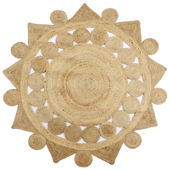 Covor lucrat manual din iuta impletitac, model mandala, vidaXL, Iuta, 90 cm, Maro Covor lucrat manual din iuta impletitac, model mandala, vidaXL, Iuta, 90 cm, Maro