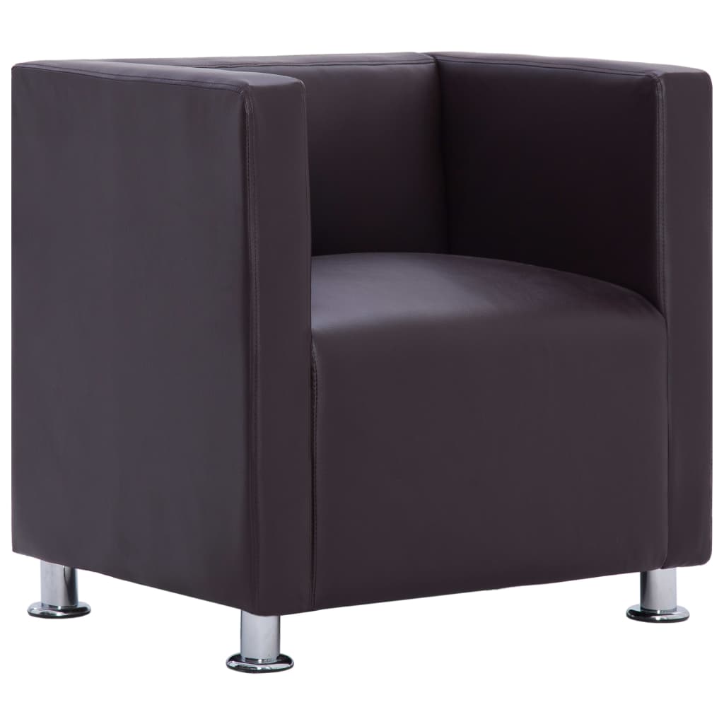 Fotoliu cubic, vidaXL, Piele ecologica - Gri, 69 x 54 x 71 cm
