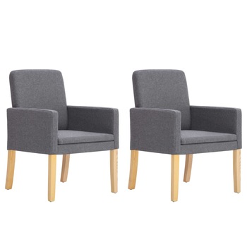Set de 2 scaune pentru living, tip fotoliu, vidaXL, Gri deschis, 57 x 60 x 85,5 cm, tapitate