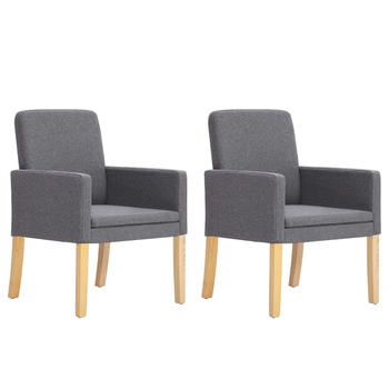 Set de 2 scaune pentru living, tip fotoliu, vidaXL, Gri deschis, 57 x 60 x 85,5 cm, tapitate Set de 2 scaune pentru living, tip fotoliu, vidaXL, Gri deschis, 57 x 60 x 85,5 cm, tapitate
