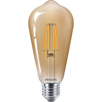 Bec LED vintage Philips Classic, E27, 4W (35W), 400 lm, 2500K,Clasa energetica F, flacara, Gold Bec LED vintage Philips Classic, E27, 4W (35W), 400 lm, 2500K,Clasa energetica F, flacara, Gold