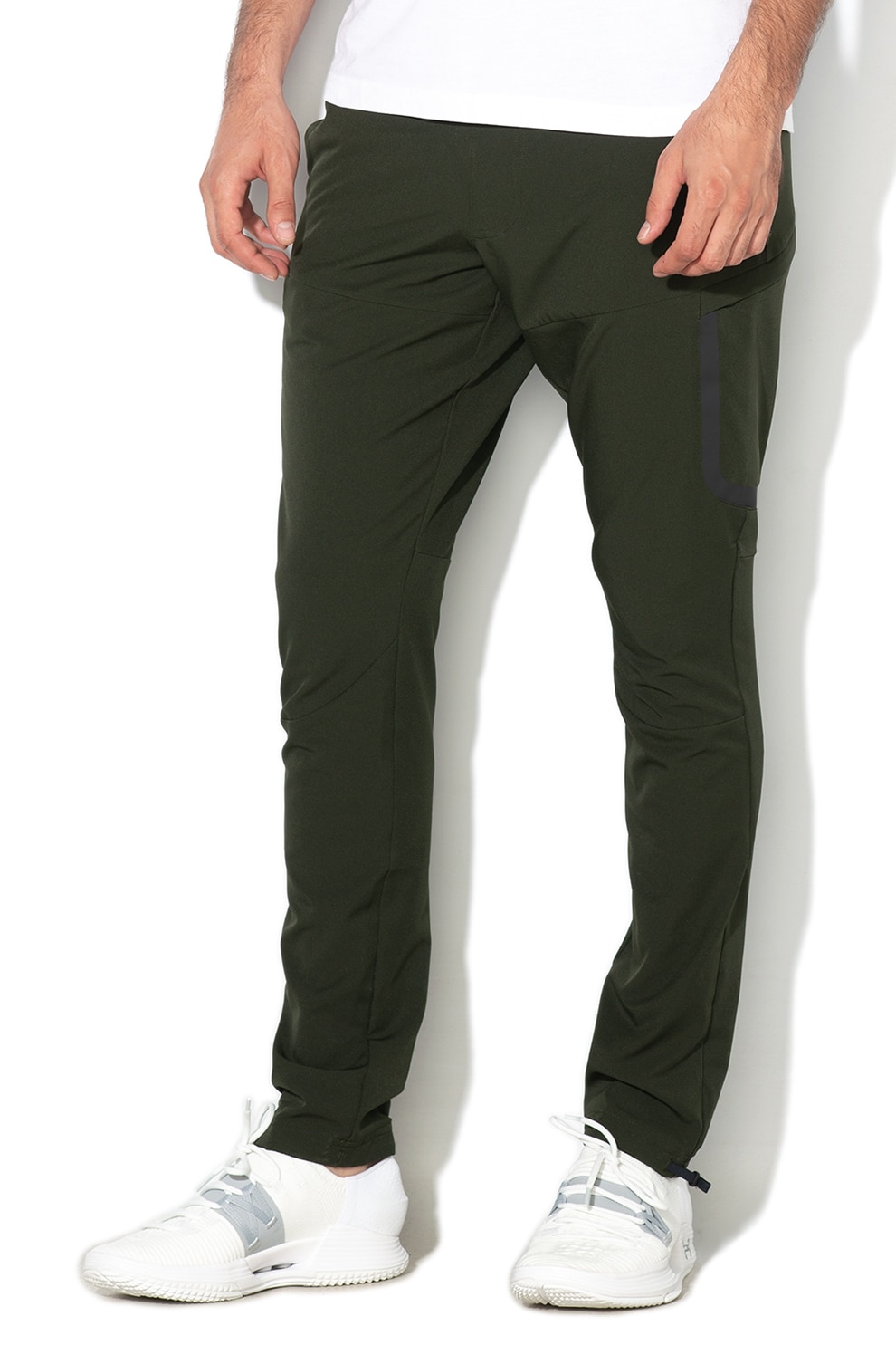 Under Armour, Pantaloni cu buzunare oblice, pentru fitness, Verde englez