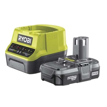 Set acumulator, Ryobi, Li-Ion ONE 1,3 Ah + incarcator, RC18120-113 Set acumulator, Ryobi, Li-Ion ONE 1,3 Ah + incarcator, RC18120-113