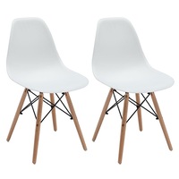 set - 2x scaun bucatarie alb plastic si lemn pentru terasa cafenea living sau industrial imagen 0_0_0