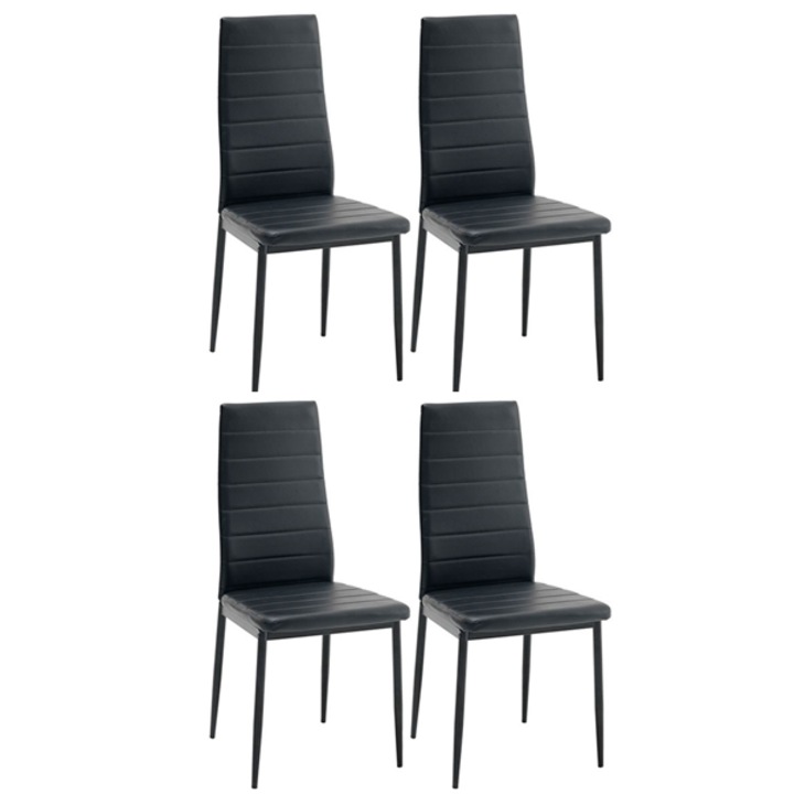 SET - 4x Scaun bucatarie, Negru, Ergonomic, Piele ecologica, Pentru Restaurante, Living, Terase sau industrial