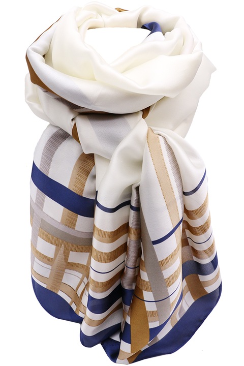 Esarfa supradimensionata pentru dama, din poliester, cu imprimeu linii NK15BG Bej