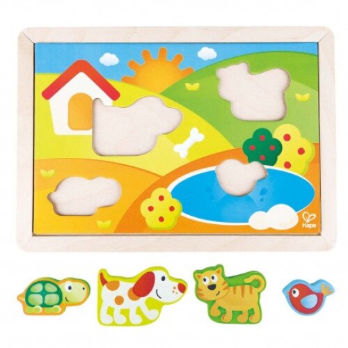 Puzzle valea insorita E1601, Hape, Multicolor, + 18 luni