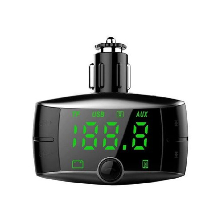 Modulator FM, bluetooth, incarcator USB, 2 iesiri, afisaj led