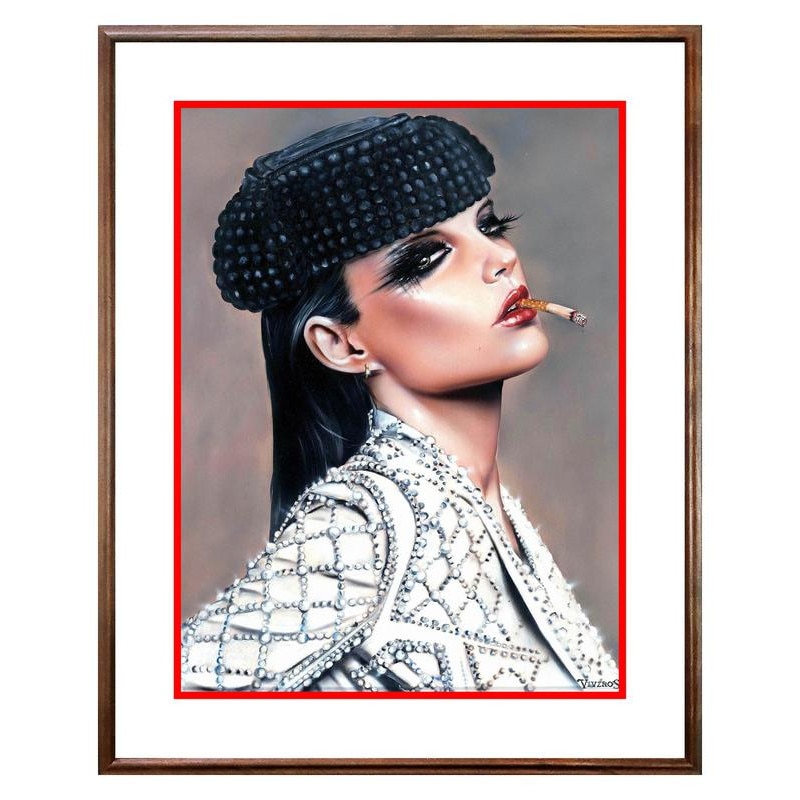 Tablou Decorativ - Club, Restaurant, Bar, Hotel, Cafenea - Smoking Girl - BRC-148, 40 x 50 cm